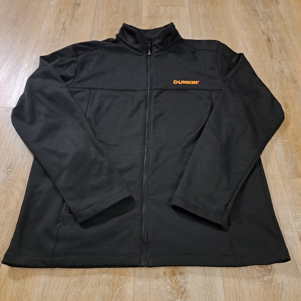 Black Soft Full-zip Dunkin' Uniform Jacket Polyester Micofleece Men's Size Large - Picture 9 of 10